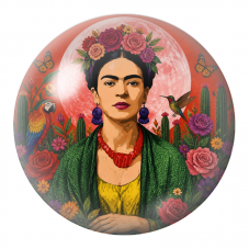 Cabochon en Verre Illustré Frida au Clair de Lune avec Perroquet et Colibri 12 à 25mm pour la Création de Bijoux Fantaisie - DIY