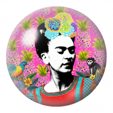 Cabochon en Verre Illustré Frida Pop aux Ananas avec Singe et Oiseau 12 à 25mm pour la Création de Bijoux Fantaisie - DIY