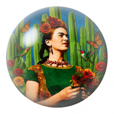 Cabochon en Verre Illustré Frida au Bouquet de Roses parmi les Cactus 12 à 25mm pour la Création de Bijoux Fantaisie - DIY