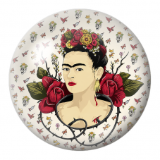 Cabochon en Verre Illustré Frida aux Roses Rouges et aux Colibris 12 à 25mm pour la Création de Bijoux Fantaisie - DIY