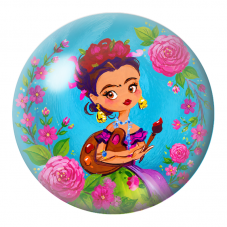 Cabochon en Verre Illustré Frida Kawaii à la Palette dans un Jardin Fleuri 12 à 25mm pour la Création de Bijoux Fantaisie - DIY