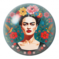 Cabochon en Verre Illustré Frida aux Deux Colibris dans un Jardin Rouge 12 à 25mm pour la Création de Bijoux Fantaisie - DIY