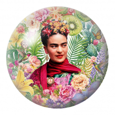 Cabochon en Verre Illustré Frida au Singe et aux Colibris dans un Jardin Tropical 12 à 25mm pour la Création de Bijoux Fantaisie