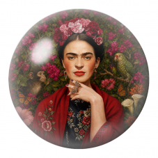 Cabochon en Verre Illustré Frida au Perroquet et au Singe avec Papillons 12 à 25mm pour la Création de Bijoux Fantaisie - DIY