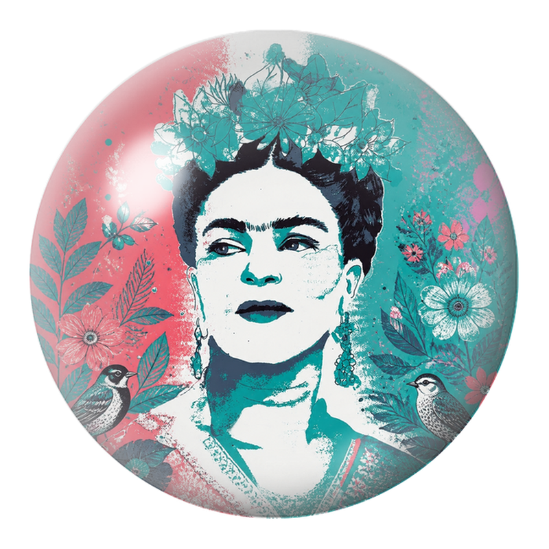Cabochon en Verre Illustré Frida Pop aux Deux Oiseaux 12 à 25mm