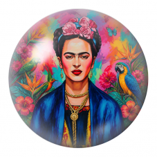 Cabochon en Verre Illustré Frida Tropicale au Perroquet et au Colibri 12 à 25mm pour la Création de Bijoux Fantaisie - DIY