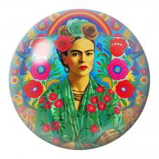 Cabochon en Verre Illustré Frida aux Colibris dans un Jardin Mexicain 12 à 25mm pour la Création de Bijoux Fantaisie - DIY