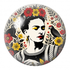 Cabochon en Verre Illustré Frida Graphique au Singe et au Perroquet 12 à 25mm pour la Création de Bijoux Fantaisie - DIY