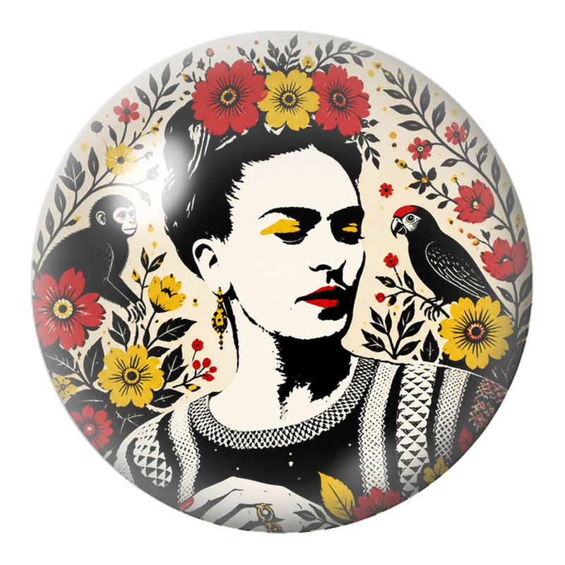 Cabochon en Verre Illustré Frida Graphique au Singe et au Perroquet 12 à 25mm