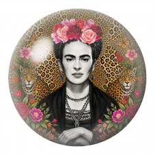 Cabochon en Verre Illustré Frida aux Jaguars sous les Papillons 12 à 25mm pour la Création de Bijoux Fantaisie - DIY