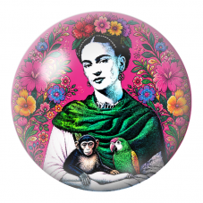 Cabochon en Verre Illustré Frida Pop au Singe et au Perroquet 12 à 25mm pour la Création de Bijoux Fantaisie - DIY