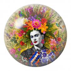 Cabochon en Verre Illustré Frida au Jardin Fleuri avec un Colibri 12 à 25mm pour la Création de Bijoux Fantaisie - DIY