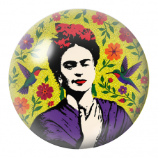 Cabochon en Verre Illustré Frida Pop aux Deux Colibris 12 à 25mm pour la Création de Bijoux Fantaisie - DIY