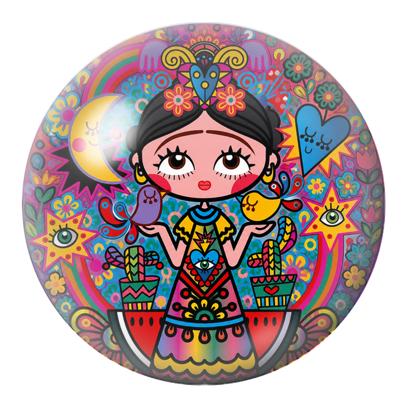 Cabochon en Verre Illustré Frida Pop aux Arcs-en-Ciel et aux Yeux Magiques 12 à 25mm