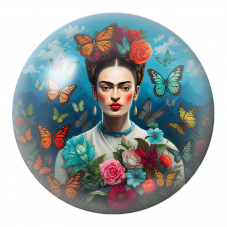 Cabochon en Verre Illustré Frida aux Papillons et aux Fleurs 12 à 25mm pour la Création de Bijoux Fantaisie - DIY
