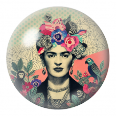 Cabochon en Verre Illustré Frida au Perroquet et au Singe dans un Collage Fleuri 12 à 25mm pour la Création de Bijoux Fantaisie 