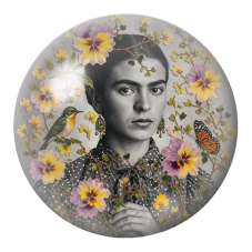 Cabochon en Verre Illustré Frida au Colibri et au Papillon 12 à 25mm pour la Création de Bijoux Fantaisie - DIY