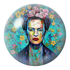 Cabochon en Verre Illustré Frida Portrait Coloré aux Roses 12 à 25mm pour la Création de Bijoux Fantaisie - DIY
