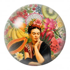 Cabochon en Verre Illustré Frida aux Fruits Exotiques et au Colibri 12 à 25mm pour la Création de Bijoux Fantaisie - DIY