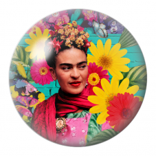 Cabochon en Verre Illustré Frida au Bouquet de Marguerites Jaunes 12 à 25mm pour la Création de Bijoux Fantaisie - DIY