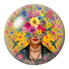 Cabochon en Verre Illustré Frida au Bouquet Fleuri et aux Colibris 12 à 25mm pour la Création de Bijoux Fantaisie - DIY