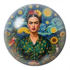 Cabochon en Verre Illustré Frida aux Tournesols sous les Étoiles 12 à 25mm pour la Création de Bijoux Fantaisie - DIY