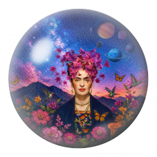 Cabochon en Verre Illustré Frida aux Papillons sous le Ciel Étoilé 12 à 25mm pour la Création de Bijoux Fantaisie - DIY