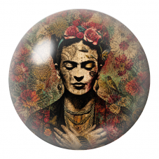 Cabochon en Verre Illustré Frida Mystique aux Yeux Fermés 12 à 25mm pour la Création de Bijoux Fantaisie - DIY