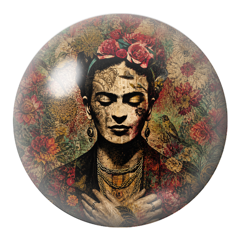 Cabochon en Verre Illustré Frida Mystique aux Yeux Fermés 12 à 25mm