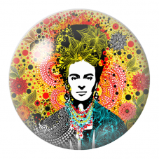 Cabochon en Verre Illustré Frida Pop aux Fleurs Rouges 12 à 25mm pour la Création de Bijoux Fantaisie - DIY