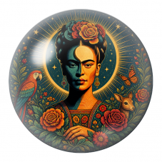 Cabochon en Verre Illustré Frida au Perroquet et au Faon sous les Étoiles 12 à 25mm pour la Création de Bijoux Fantaisie - DIY
