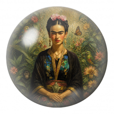 Cabochon en Verre Illustré Frida au Perroquet, au Singe et au Papillon 12 à 25mm pour la Création de Bijoux Fantaisie - DIY