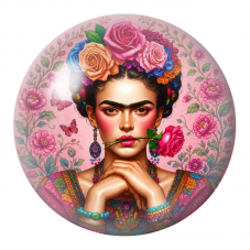 Cabochon en Verre Illustré Frida à la Rose entre les Lèvres 12 à 25mm pour la Création de Bijoux Fantaisie - DIY