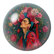 Cabochon en Verre Illustré Frida de Profil aux Papillons et au Colibri 12 à 25mm pour la Création de Bijoux Fantaisie - DIY