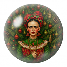 Cabochon en Verre Illustré Frida de Noël dans les Sapins 12 à 25mm pour la Création de Bijoux Fantaisie - DIY
