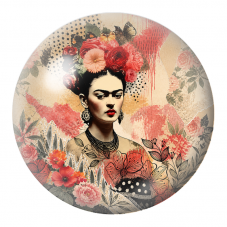 Cabochon en Verre Illustré Frida aux Fleurs et aux Papillons 12 à 25mm pour la Création de Bijoux Fantaisie - DIY
