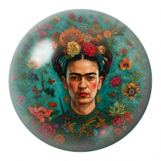 Cabochon en Verre Illustré Frida au Jardin Turquoise de Fleurs 12 à 25mm pour la Création de Bijoux Fantaisie - DIY