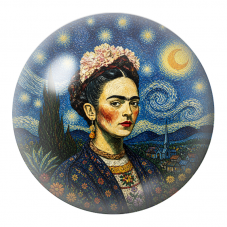 Cabochon en Verre Illustré Frida dans le Paysage Étoilé 12 à 25mm pour la Création de Bijoux Fantaisie - DIY