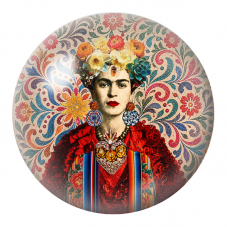 Cabochon en Verre Illustré Frida au Cœur Mexicain et aux Fleurs 12 à 25mm pour la Création de Bijoux Fantaisie - DIY