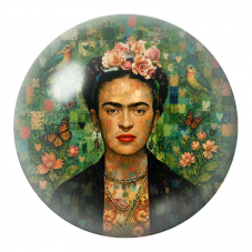 Cabochon en Verre Illustré Frida aux Oiseaux et aux Papillons 12 à 25mm pour la Création de Bijoux Fantaisie - DIY
