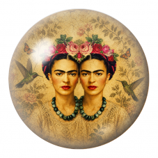 Cabochon en Verre Illustré Frida Double aux Deux Colibris 12 à 25mm pour la Création de Bijoux Fantaisie - DIY