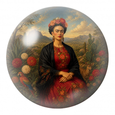 Cabochon en Verre Illustré Frida dans la Vallée avec le Perroquet et le Faon 12 à 25mm pour la Création de Bijoux Fantaisie - DI