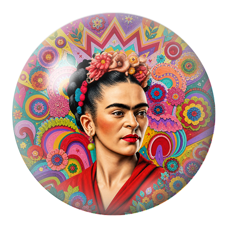 Cabochon en Verre Illustré Frida Pop aux Motifs Colorés 12 à 25mm