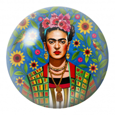 Cabochon en Verre Illustré Frida aux Oiseaux dans les Tournesols 12 à 25mm pour la Création de Bijoux Fantaisie - DIY