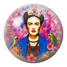 Cabochon en Verre Illustré Frida aux Deux Perroquets dans les Hibiscus 12 à 25mm pour la Création de Bijoux Fantaisie - DIY