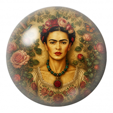 Cabochon en Verre Illustré Frida aux Roses, au Colibri et au Papillon 12 à 25mm pour la Création de Bijoux Fantaisie - DIY