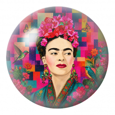 Cabochon en Verre Illustré Frida Pop aux Cactus et aux Oiseaux 12 à 25mm pour la Création de Bijoux Fantaisie - DIY