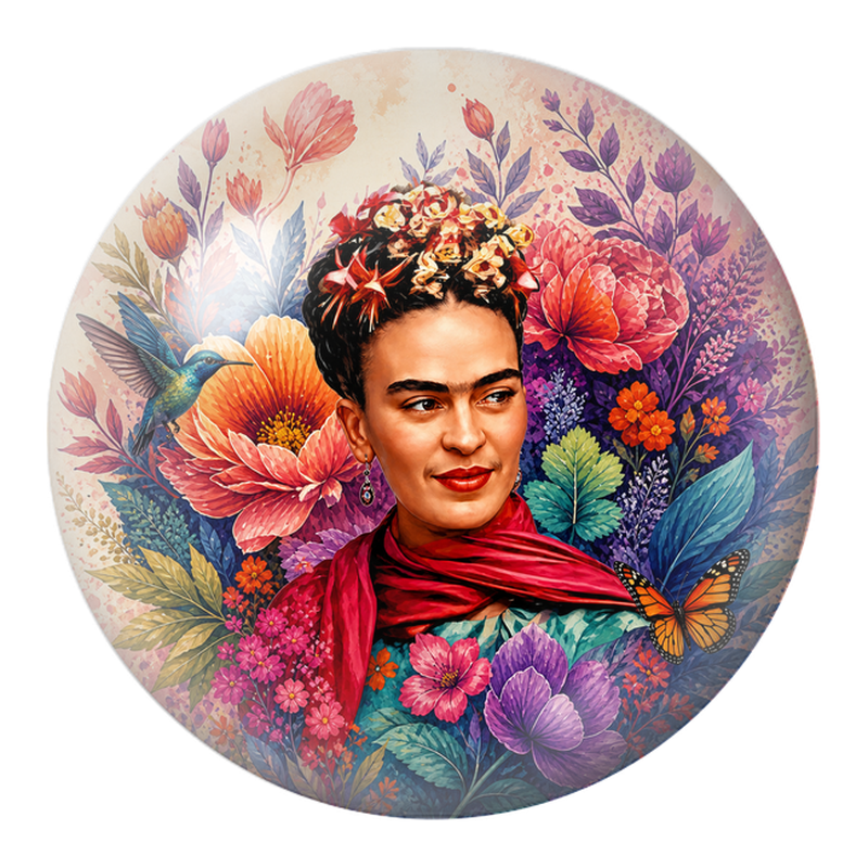 Cabochon en Verre Illustré Frida au Colibri et au Papillon 12 à 25mm