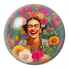 Cabochon en Verre Illustré Frida Rieuse au Perroquet et au Colibri 12 à 25mm pour la Création de Bijoux Fantaisie - DIY