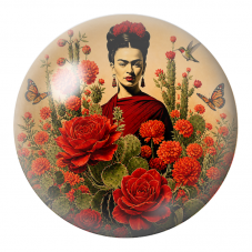 Cabochon en Verre Illustré Frida dans les Cactus aux Colibris 12 à 25mm pour la Création de Bijoux Fantaisie - DIY
